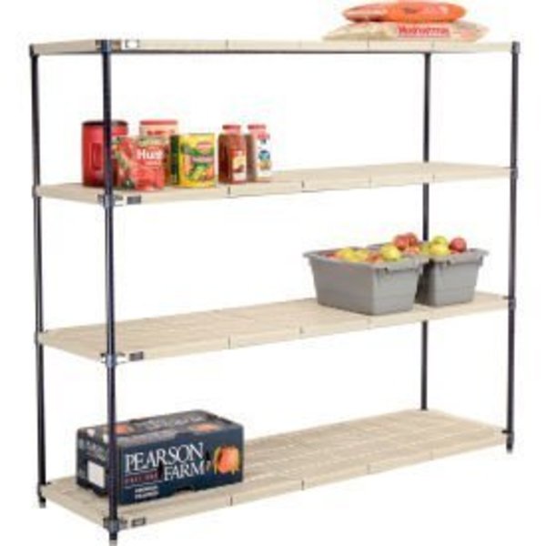 Global Equipment Nexel   , Nexelite reg  , 4 Tier, Vented Plastic Mat Shelving Unit, 72"W x 21"D x 63"H PM21726N